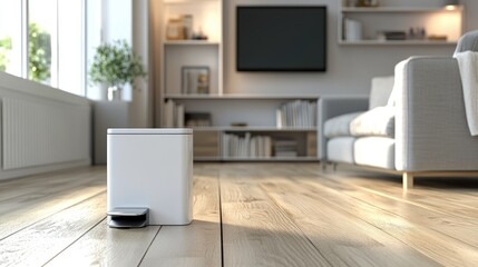 Fototapeta premium Modern Living Room with White Trash Can