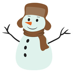 Cheerful Cartoon Christmas Snowman Illustration With Hat And Scarf