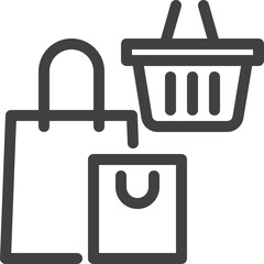 Basket and bag line icon on white background