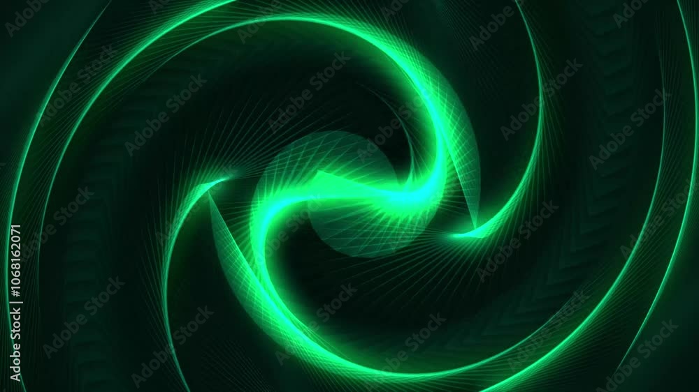 Poster twisted futuristic dot animated motion background. turning dots circle an abstract background. spinn