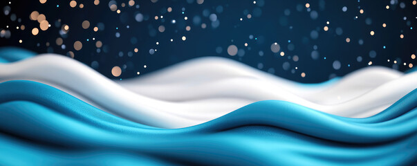 Winter Serenity, swirling blue and white textures, sparkling particles, glowing mist, creating a tranquil and enchanting backdrop.