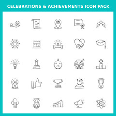 Celebration and Achievement Handwritten Icons for Website and Graphic Templates
