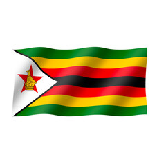 The national flag of zimbabwe is flying beautifully