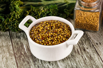 Mustard sauce with seeds in the bowl