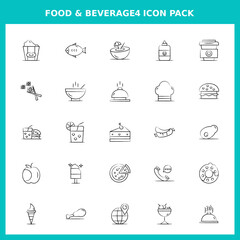 Food and Beverage Handwritten Icons for Website and Graphic Templates