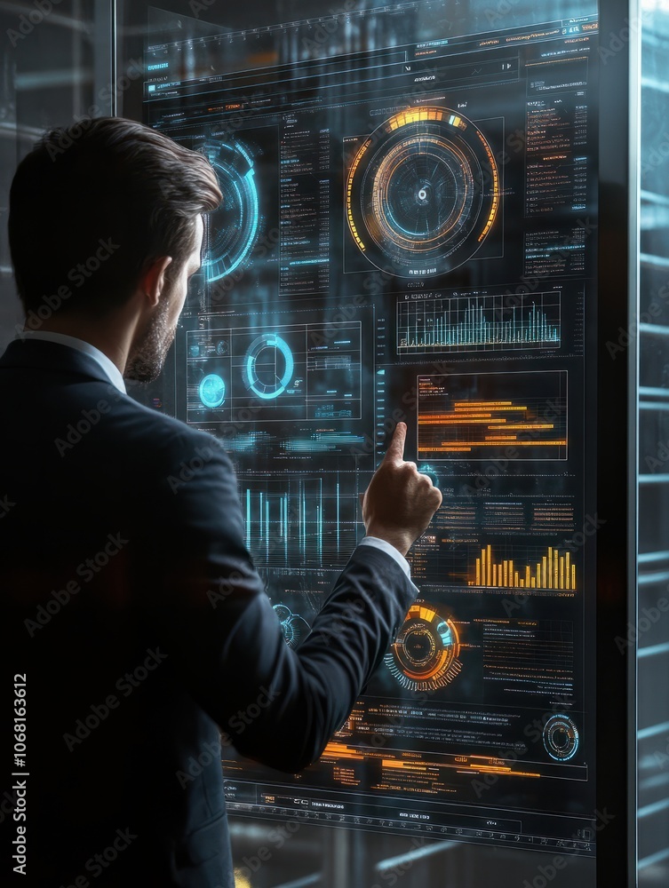 Poster business finance data analytics graph.financial management technology.advisor using kpi dashboard on