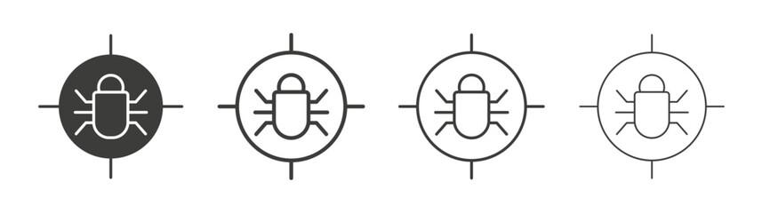 Debug icon set vector in black and white colors