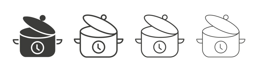 Cooking time icon set vector in black and white colors