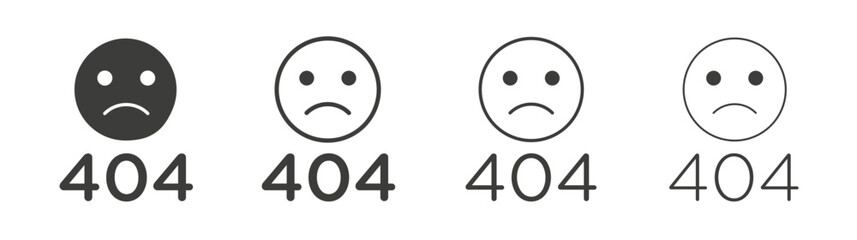 404 Error icon set vector in black and white colors