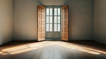 Obraz premium Sunlight Through Wooden Door