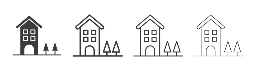 Apartment icon set vector in black and white colors