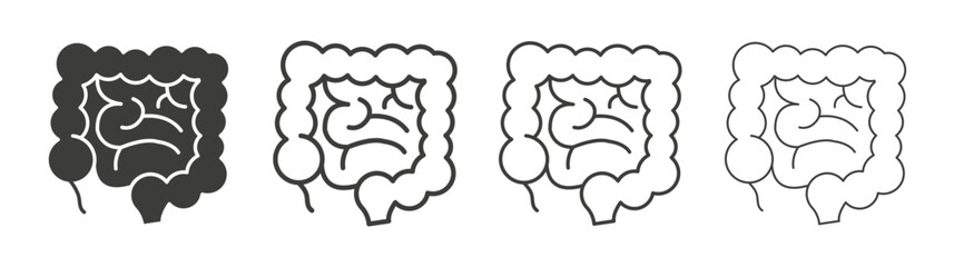 Gut icon set vector in black and white colors