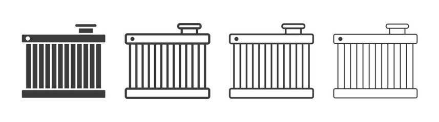 Car radiator icon set vector in black and white colors