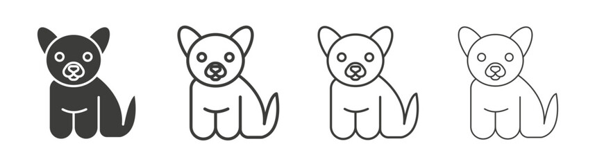 Little puppy icon set vector in black and white colors