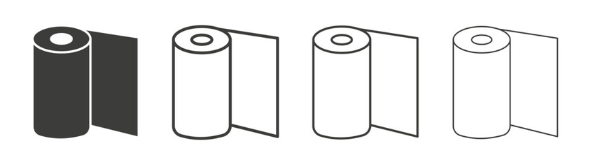 Foil roll icon set vector in black and white colors