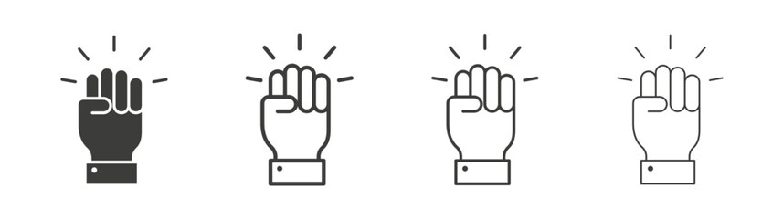 Will power icon set vector in black and white colors