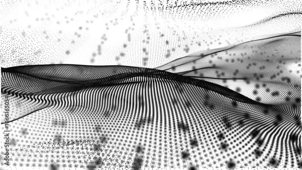 Aufkleber abstract black particles dot lines motion background. digital technology dots an animated background