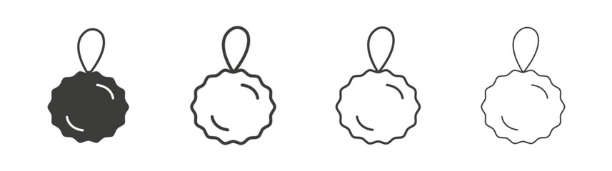 Shower sponge ball icon set vector in black and white colors