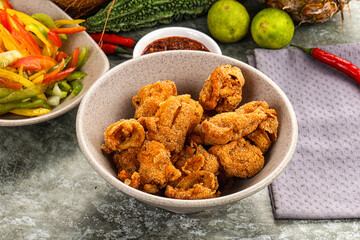 Golden crispy Breaded calamari snack