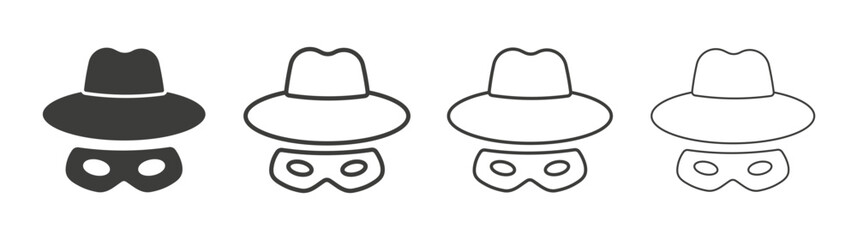 Spy icon set vector in black and white colors