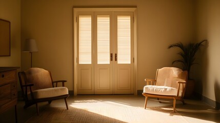 Fototapeta premium Minimalist Living Room with Sunlight