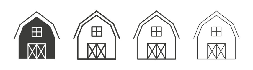 Barn icon set vector in black and white colors