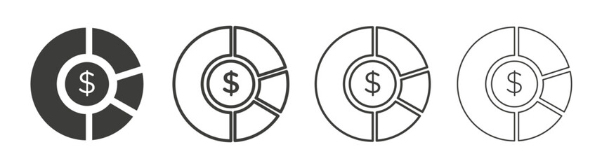 Asset allocation icon set vector in black and white colors