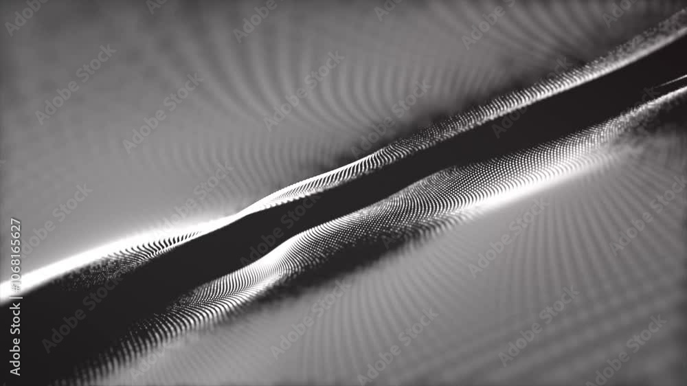 Poster abstract white particle dot wavy digital technology mesh seamless loop. abstract futuristic technolo