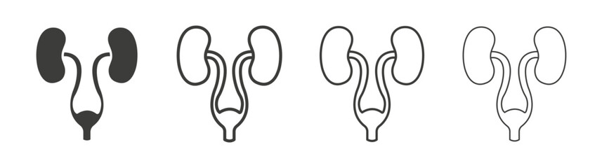 Urology icon set vector in black and white colors