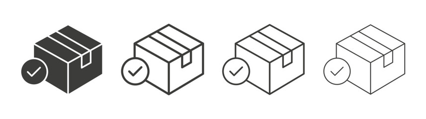 Order receive icon set vector in black and white colors