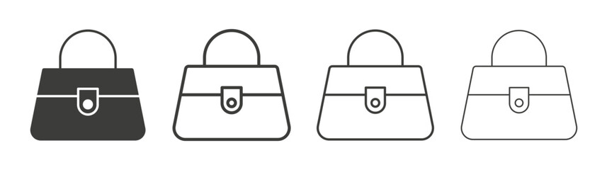 Handbag icon set vector in black and white colors