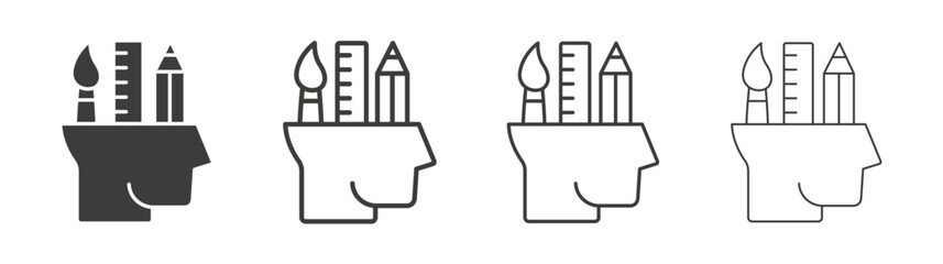 Creativity icon set vector in black and white colors