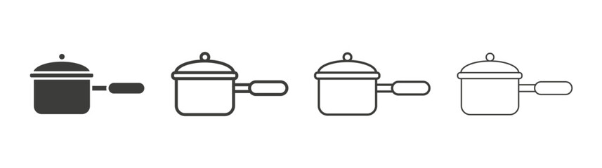 Sauce pan icon set vector in black and white colors