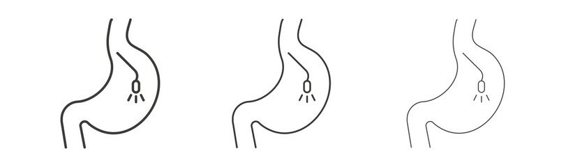 Endoscopy icon set vector in black and white colors