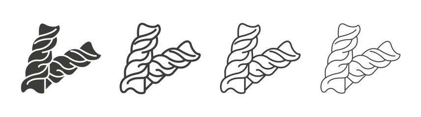 Pasta icon set vector in black and white colors