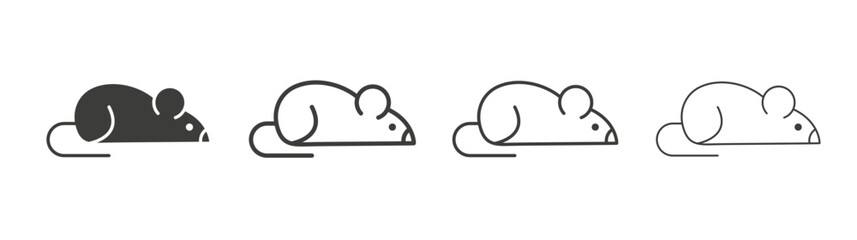 Rat icon set vector in black and white colors