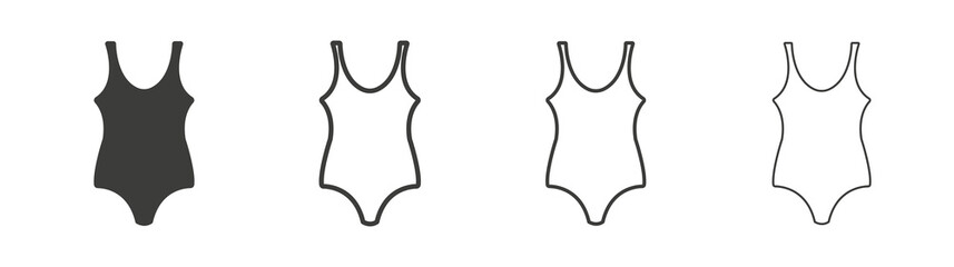 Swimsuit icon set vector in black and white colors