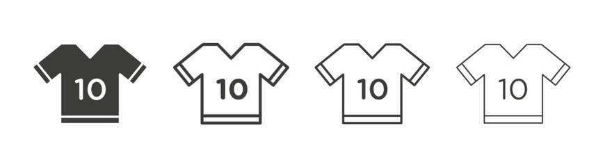 Soccer jersey icon set vector in black and white colors