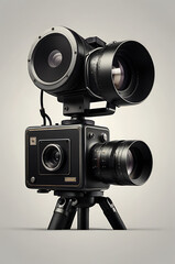 Minimalistic icon of a video camera symbol for recording and streaming on white background.