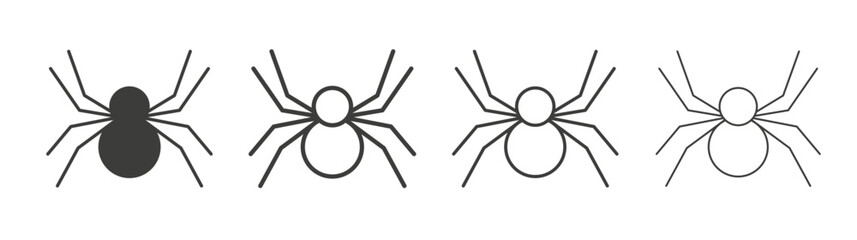 Spider icon set vector in black and white colors
