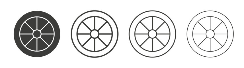Tyre icon set vector in black and white colors