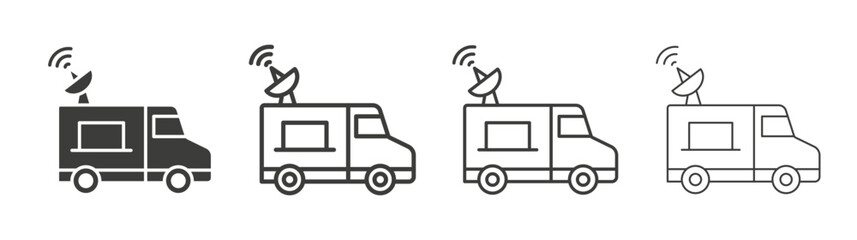Broadcast van icon set vector in black and white colors © Witty