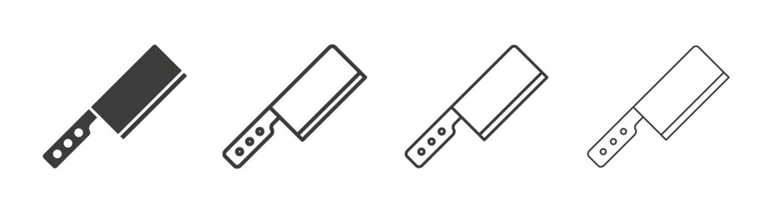 Chopper knife icon set vector in black and white colors