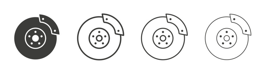 Disk brake icon set vector in black and white colors