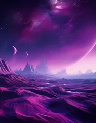 Gardinen Space landscape in purple tones, nature on another planet © Rindi