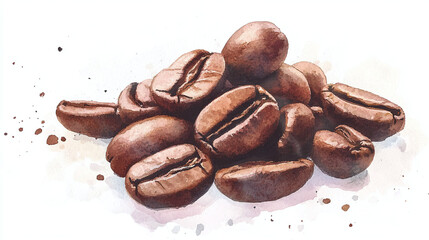 Obraz premium Coffee beans on a white background.
