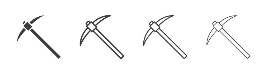 Pick axe icon set vector in black and white colors