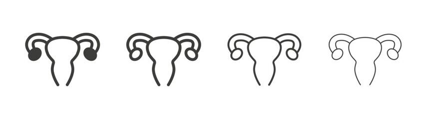 Gynecology icon set vector in black and white colors