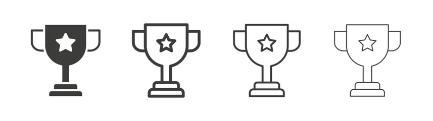 Achievement icon set vector in black and white colors