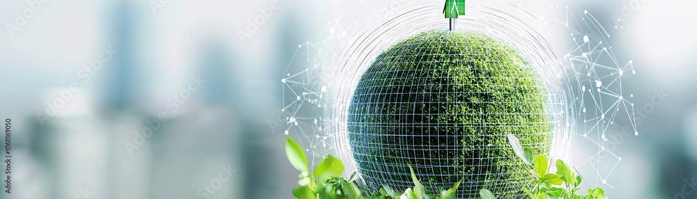 Aufkleber a diverse team in an office setting discusses a net zero carbon strategy, with digital projections o